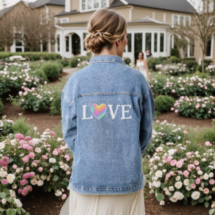 Veste En Jean AIMER Coeur arc-en-ciel femmes