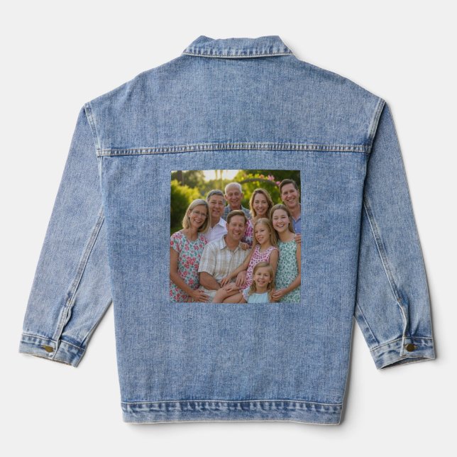Veste En Jean Ajouter une Personnaliser photo de réunion de fami (Verso)