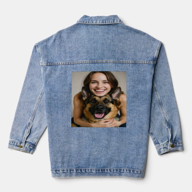 Veste En Jean Ajouter une photo de berger allemand Personnaliser (Verso)