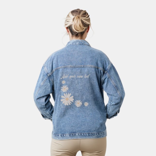 Veste En Jean Ajouter votre propre fleur de texte Personnalisé (Modèle)