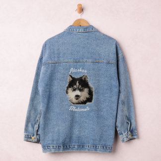 Veste En Jean Alaskan Malamute Husky Chien Artsy Portrait pour a
