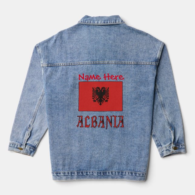 Veste En Jean Albanie et drapeau albanais blanc Personnalisé (Verso)