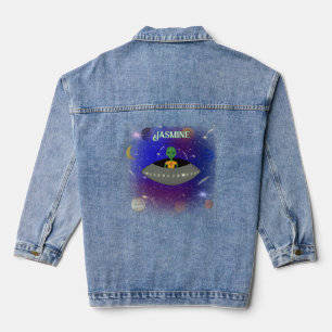 Veste En Jean Alien dans un vaisseau spatial portant un t-shirt