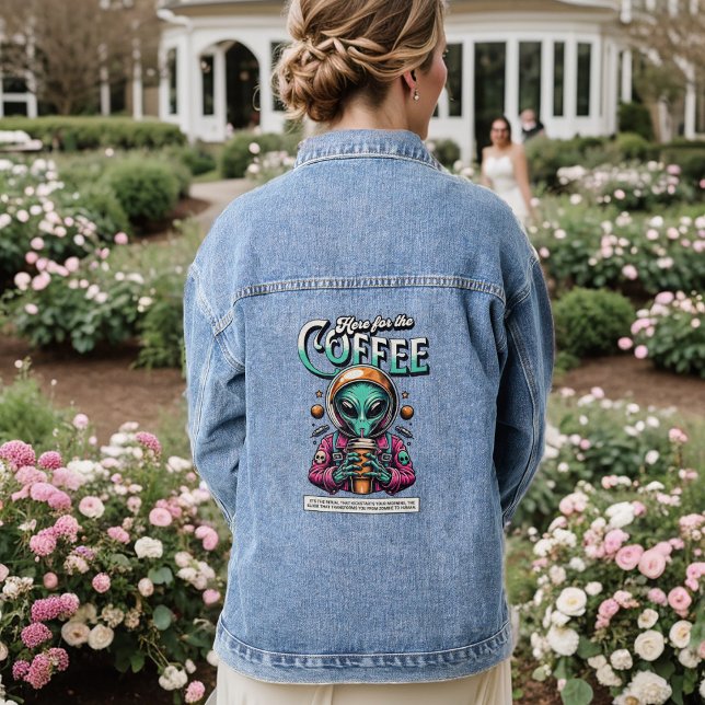 Veste En Jean Alien ici pour le café (Créateur téléchargé)