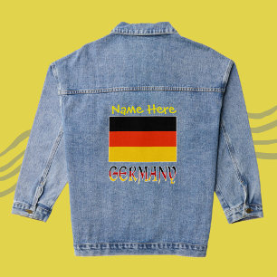 Veste En Jean Allemagne et drapeau allemand Personnalisation jau
