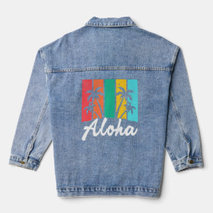 Veste En Jean Aloha Hawaiian Hawaii Island Palm Beach Surf board