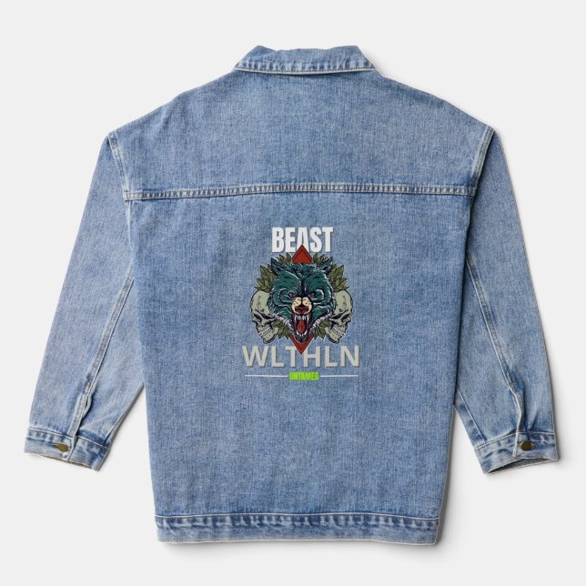 Veste En Jean Alpha Beast _ Untamed Wolf Streetwear Fearless  (Verso)