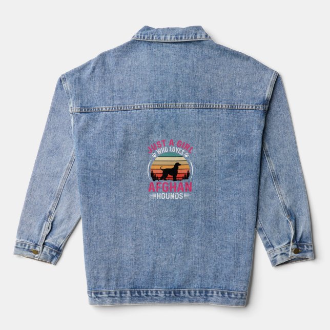 Veste En Jean Amants de Lévriers Afghans Coucher de Soleil Rétro (Verso)