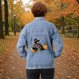Veste En Jean Ambiance Sorcière Cosy Halloween Citrouilles Viole