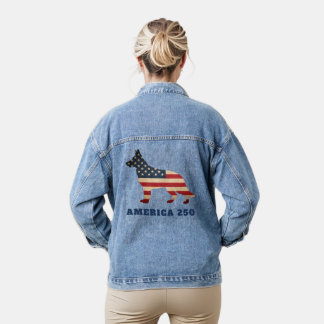 Veste En Jean America 250 Patriotic German Shepherd Dog