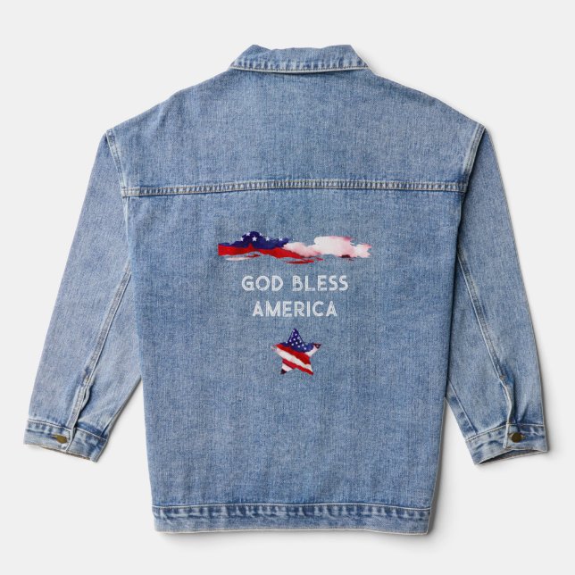 Veste En Jean *~* America Drapeau AP27 Vieux Gloire Patriotique  (Verso)