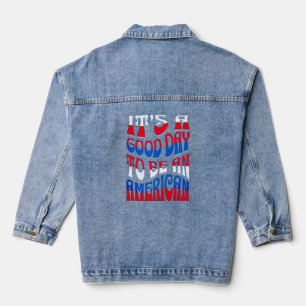 Veste En Jean Américain Patriotique Rouge Blanc & Bleu