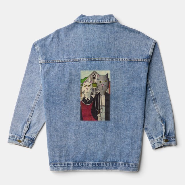Veste En Jean American Gothic Epic Cartoon Classique Chats (Verso)