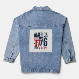 Veste En Jean Amérique 1776 Terre de liberté Vintage Patriote Sh