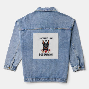 Veste En Jean Amour fou pour le chien Dobermann Cœurs rouges_1