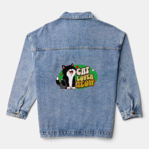 Veste En Jean Amoureux de chats Miaou - bi-couleur