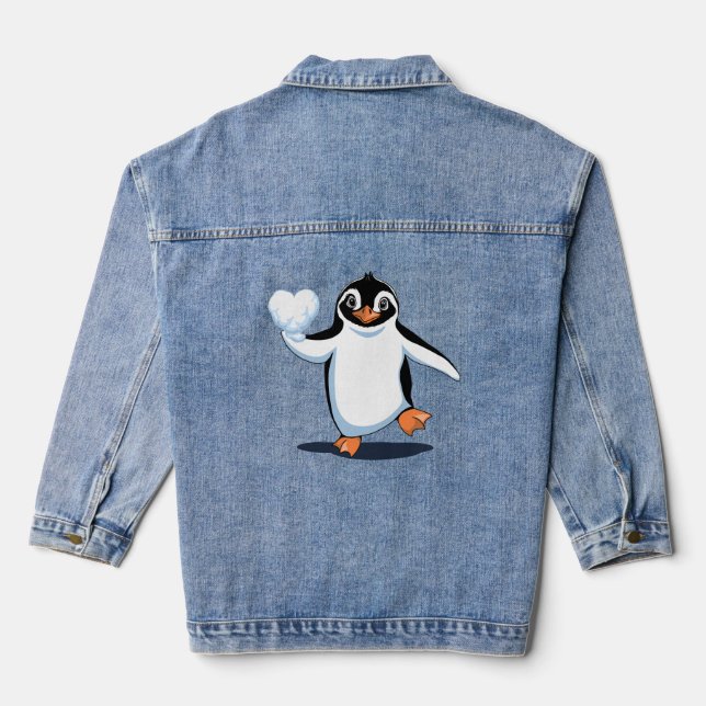 Veste En Jean Amoureux de manchot mignon (Verso)