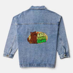 Veste En Jean Amoureux des chats Miaou - chat brun