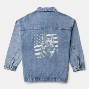 Veste En Jean Amoureux du Berger Allemand Drapeau Américain USA