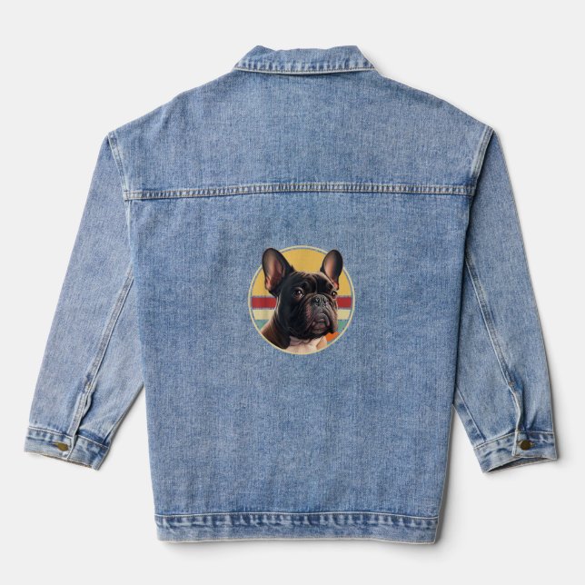 Veste En Jean Amusant Français Bulldog Retro tenues Vêtements mi (Verso)