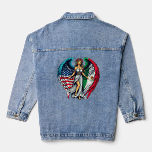 Veste En Jean Ange drapeau américain et mexicain woMan Art patri