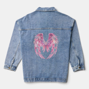 Veste En Jean Angel rose ailes Denim Jean Jacket