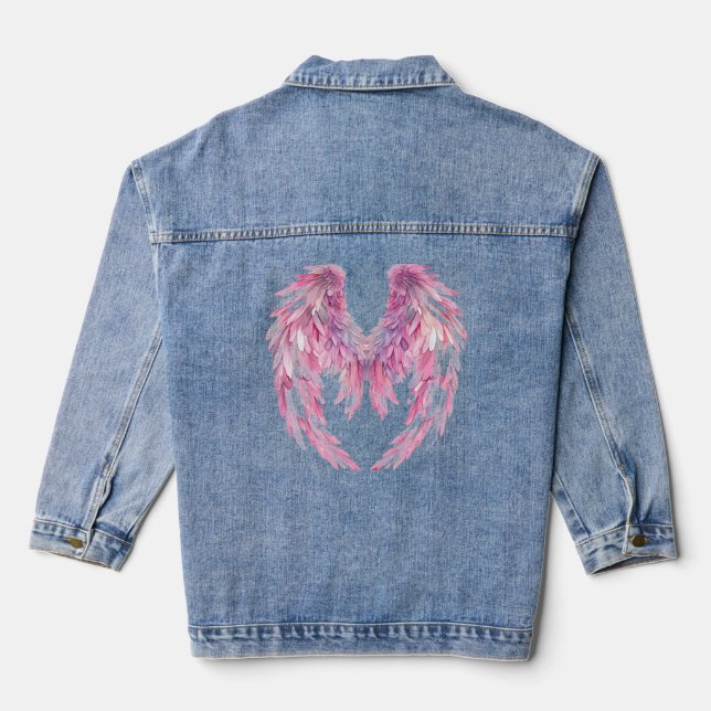 Veste En Jean Angel rose ailes Denim Jean Jacket (Verso)