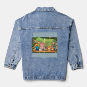 Veste En Jean Animaux de dessin animé réalistes mignons autour d