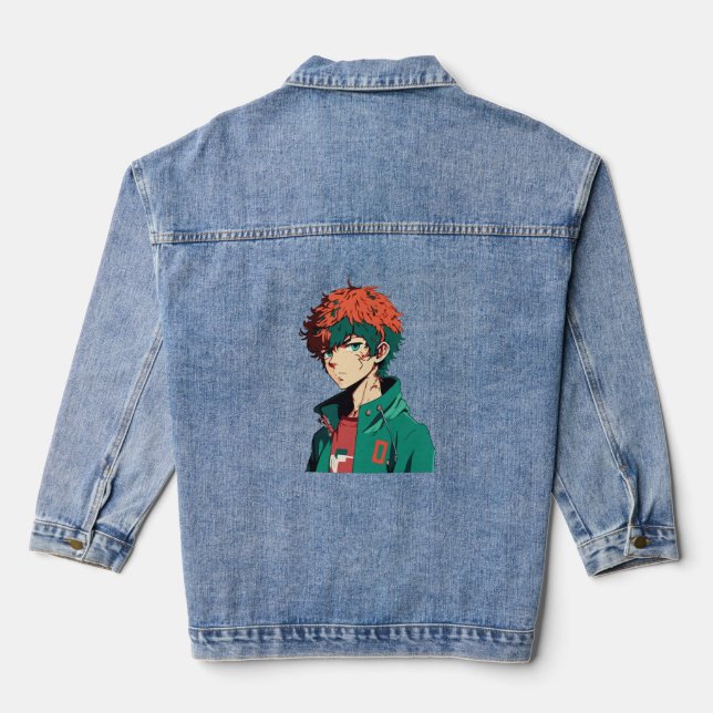Veste En Jean Anime Boy : Cheveux orange et vert - Manga Delight (Verso)