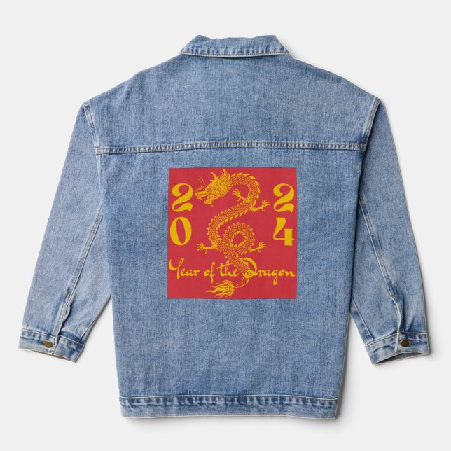 Veste En Jean Année du Dragon en Or (Verso)