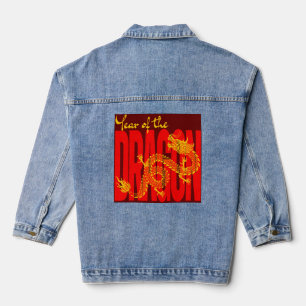 Veste En Jean Année du Dragon Or Rouge