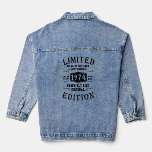 Veste En Jean Anniversaire Année 1974 Vintage Grunge usagé