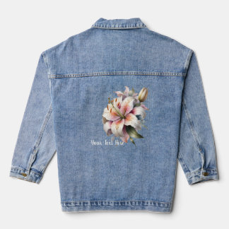 Veste En Jean Aquarelle blanc Lily Bouquet & Texte