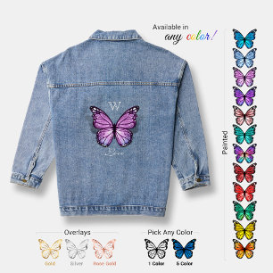 Veste En Jean Aquarelle cool Monogramme Bleu pourpre Papillon