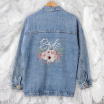 Veste En Jean Aquarelle de mariée Boho Rustique Floral<br><div class="desc">Aquarelle de mariée Boho Rustic Floral Denim Jacket. Un design floral boho rose tendance avec un script Bride chic moderne.</div>