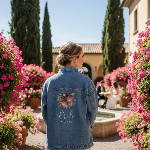 Veste En Jean Aquarelle de Protea autochtone Boho floral Botaniq
