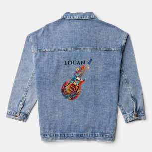 Veste En Jean Aquarelle lumineuse Guitare électrique personnalis