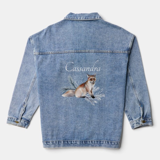 Veste En Jean Aquarelle personnalisée Fox Monogramme Jean (Verso)