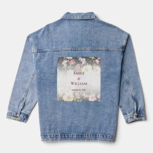 Veste En Jean Aquarelle rose Roses jaunes, noir flou, Mariage