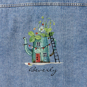 Veste En Jean Aquarelle turquoise Teapot Fairytale Cottage