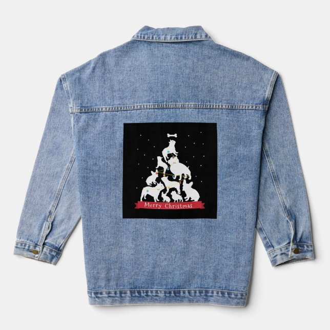 Veste En Jean Arbre de Noël à Chien-taureau (Verso)
