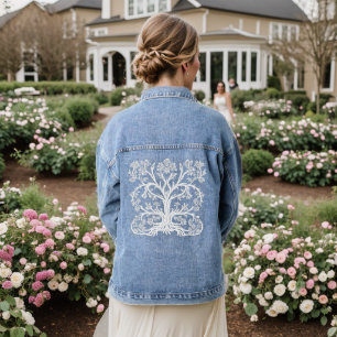Veste En Jean Arbre de vie en blanc