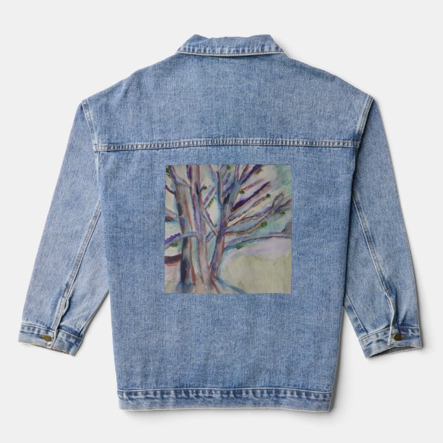 Veste En Jean Arbres Abstraits (Verso)