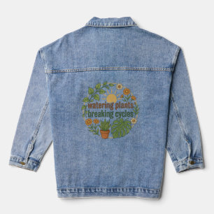 Veste En Jean Arrosage des plantes brisant les cycles Botanique