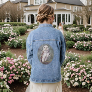 Veste En Jean Art aquarellé de la faune de la chouette effraie