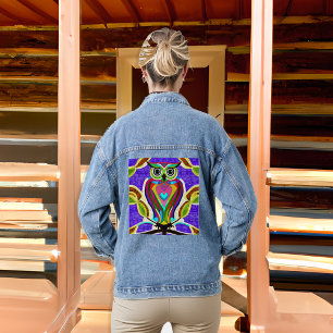 Veste En Jean Art de l'Ai de Hibou Coloré