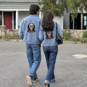 Veste En Jean Art de sticker crâne de vampire effrayant