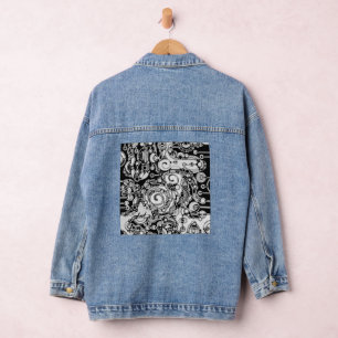 Veste En Jean Art géométrique noir et blanc 3