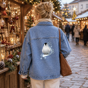 Veste En Jean Art Nouveau Flocons de Neige Manchot Hiver Fantais