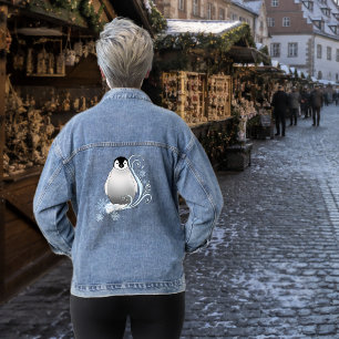 Veste En Jean Art Nouveau Flocons de Neige Manchot Hiver Fantais